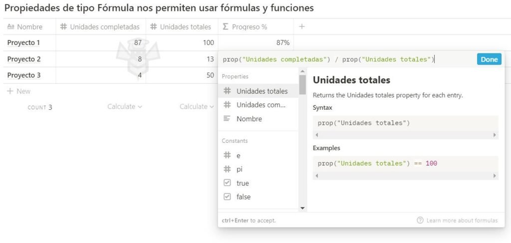 Notion Formulas y Funciones