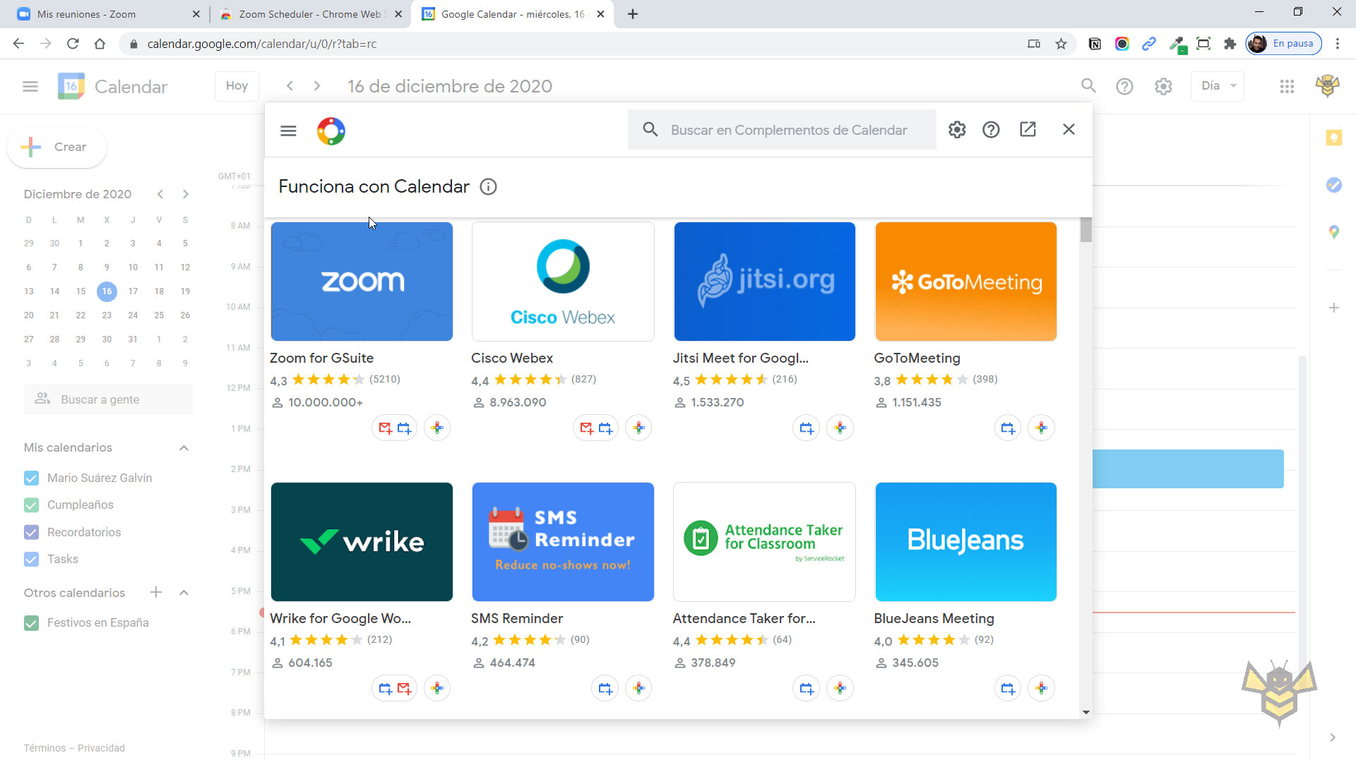 Instalar extensión de Zoom en Google Calendar y Google Chrome