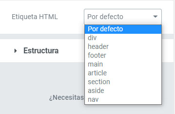 Etiqueta HTML Elementor