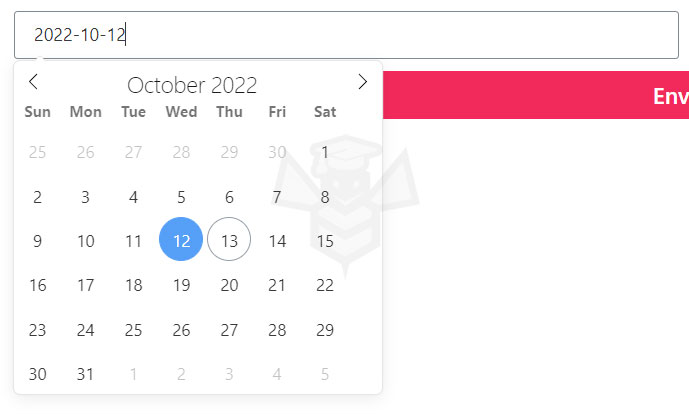 Calendario del widget Form de Elementor Pro
