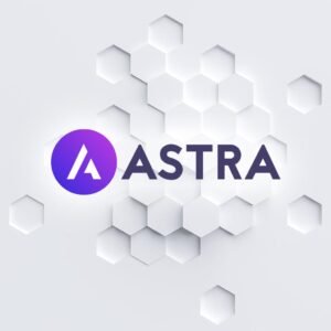 Logo de ASTRA con fondo hexagonal blanco