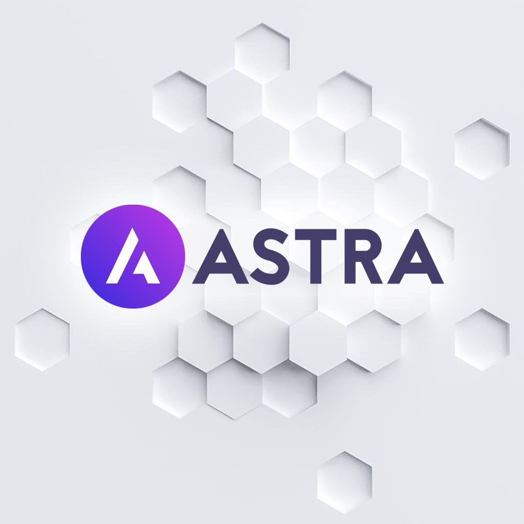 Logo de ASTRA con fondo hexagonal blanco