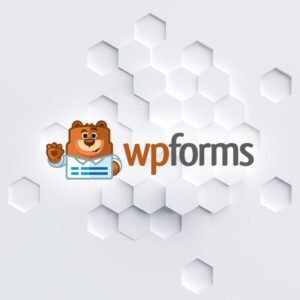 Logotipo de WPForms con oso y fondo hexagonal