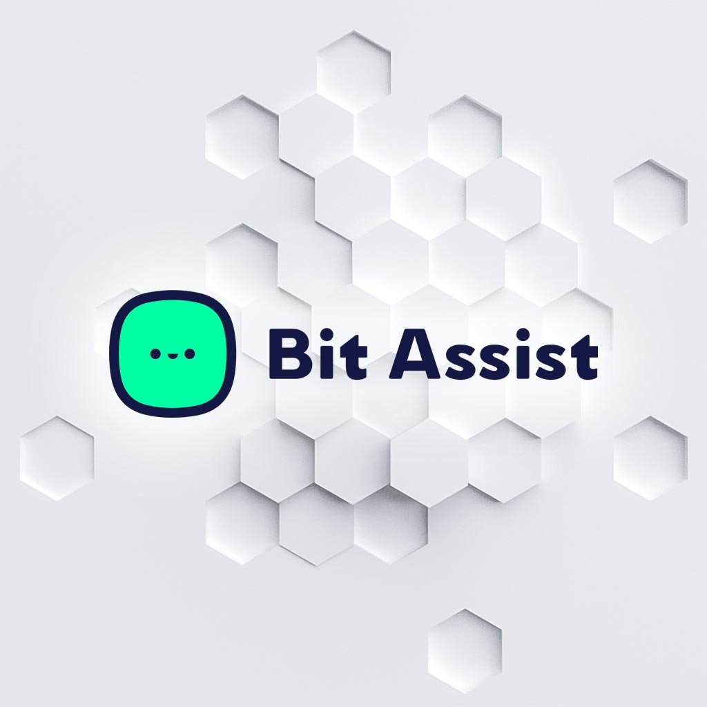 Logotipo de Bit Assist con fondo hexagonal