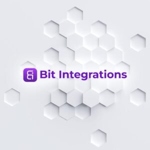Logotipo de Bit Integrations sobre fondo hexagonal