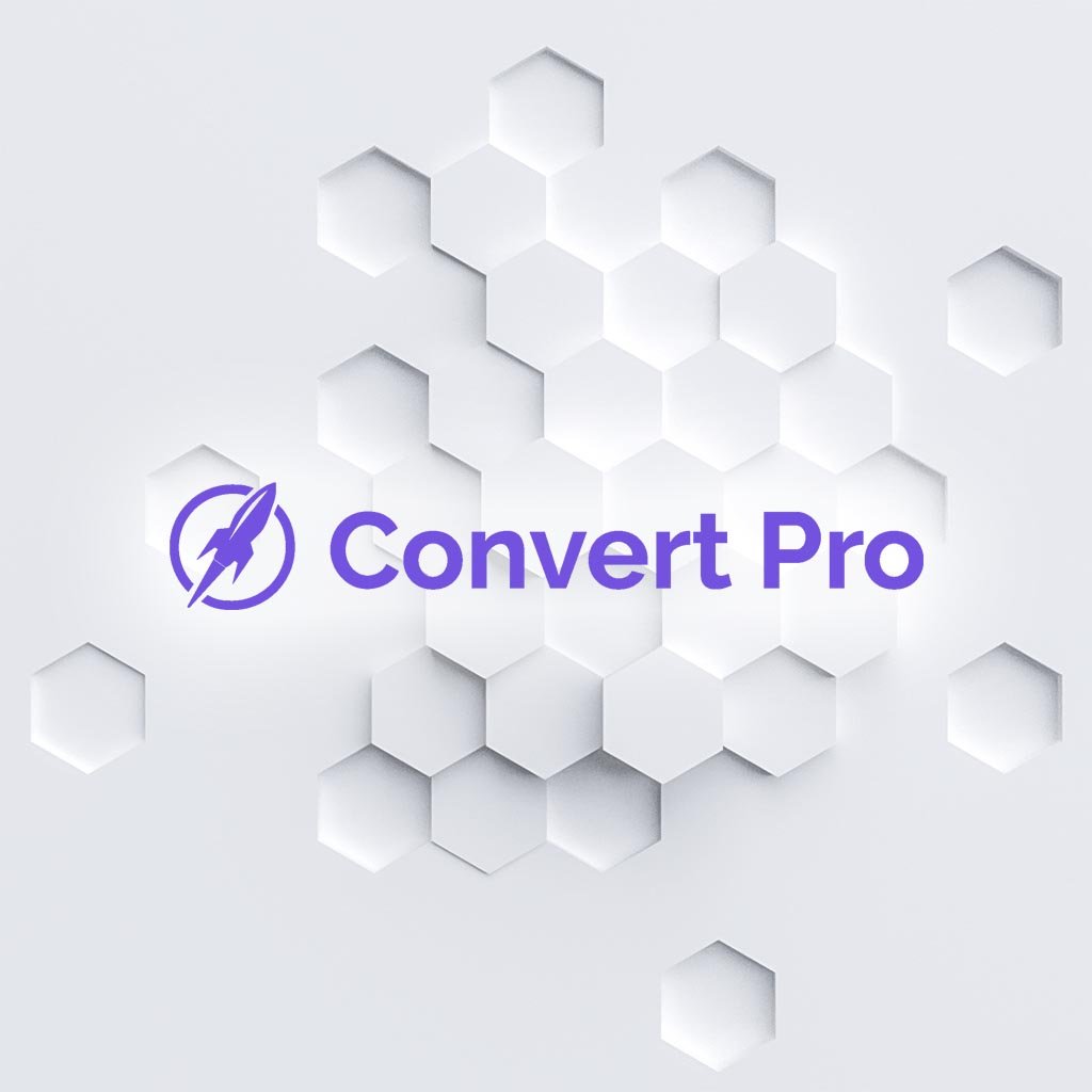 Logo de Convert Pro con fondo hexagonal