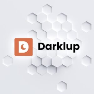 Logotipo de Darklup sobre fondo hexagonal blanco