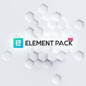 Logo Element Pack Pro sobre fondo hexagonal