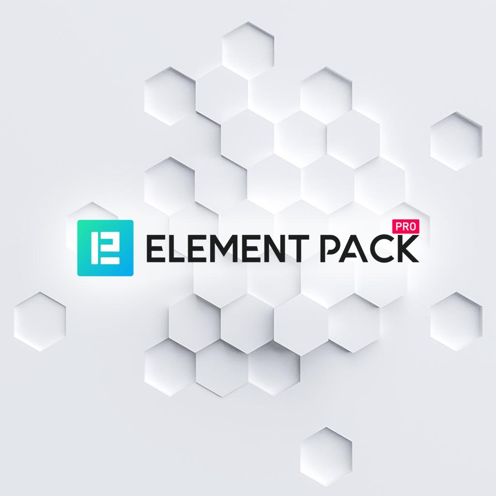 Logo Element Pack Pro sobre fondo hexagonal