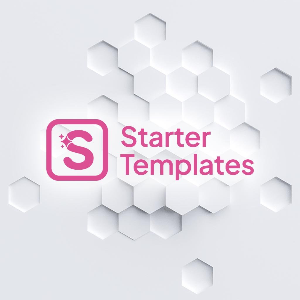 Starter-Templates-Logo auf weißem sechseckigem Hintergrund