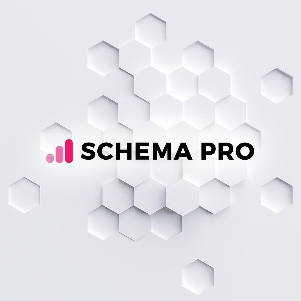 Logo de Schema Pro sobre fondo hexagonal blanco