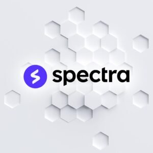 Logotipo de Spectra sobre fondo hexagonal blanco