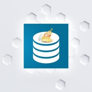 Icono de base de datos con escoba