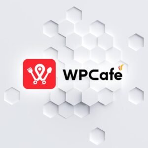 Logo de WPCafe sobre fondo hexagonal blanco