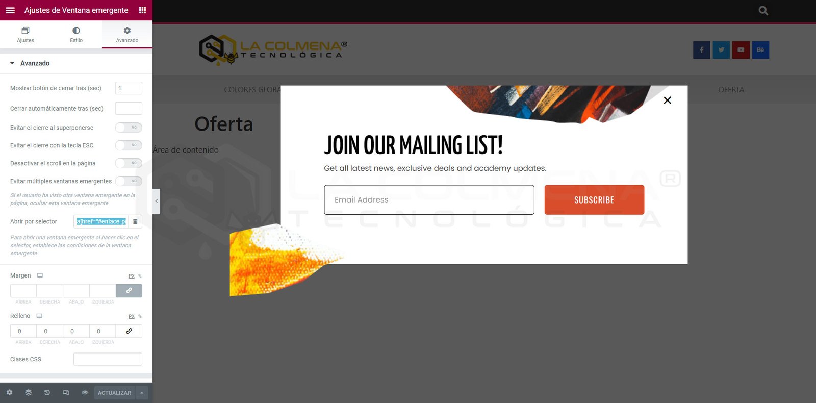 E-Mail-Abonnement-Popup