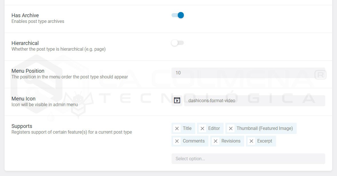 Erweiterte Einstellungen der JetPlugins Post Types