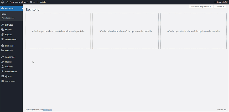 Importar plantilla de Elementor
