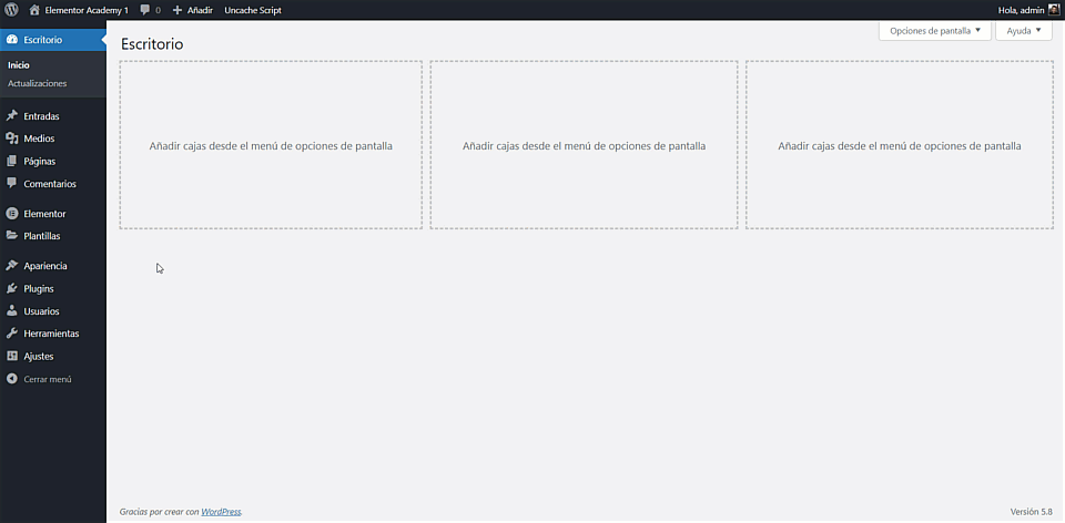 Insertar plantilla de sección en Gutenberg
