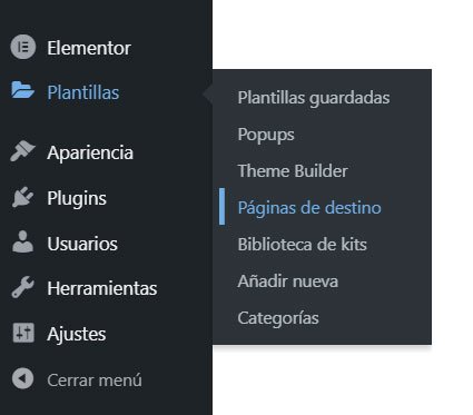 Pages de destination / Pages d'atterrissage / Landing pages dans Elementor