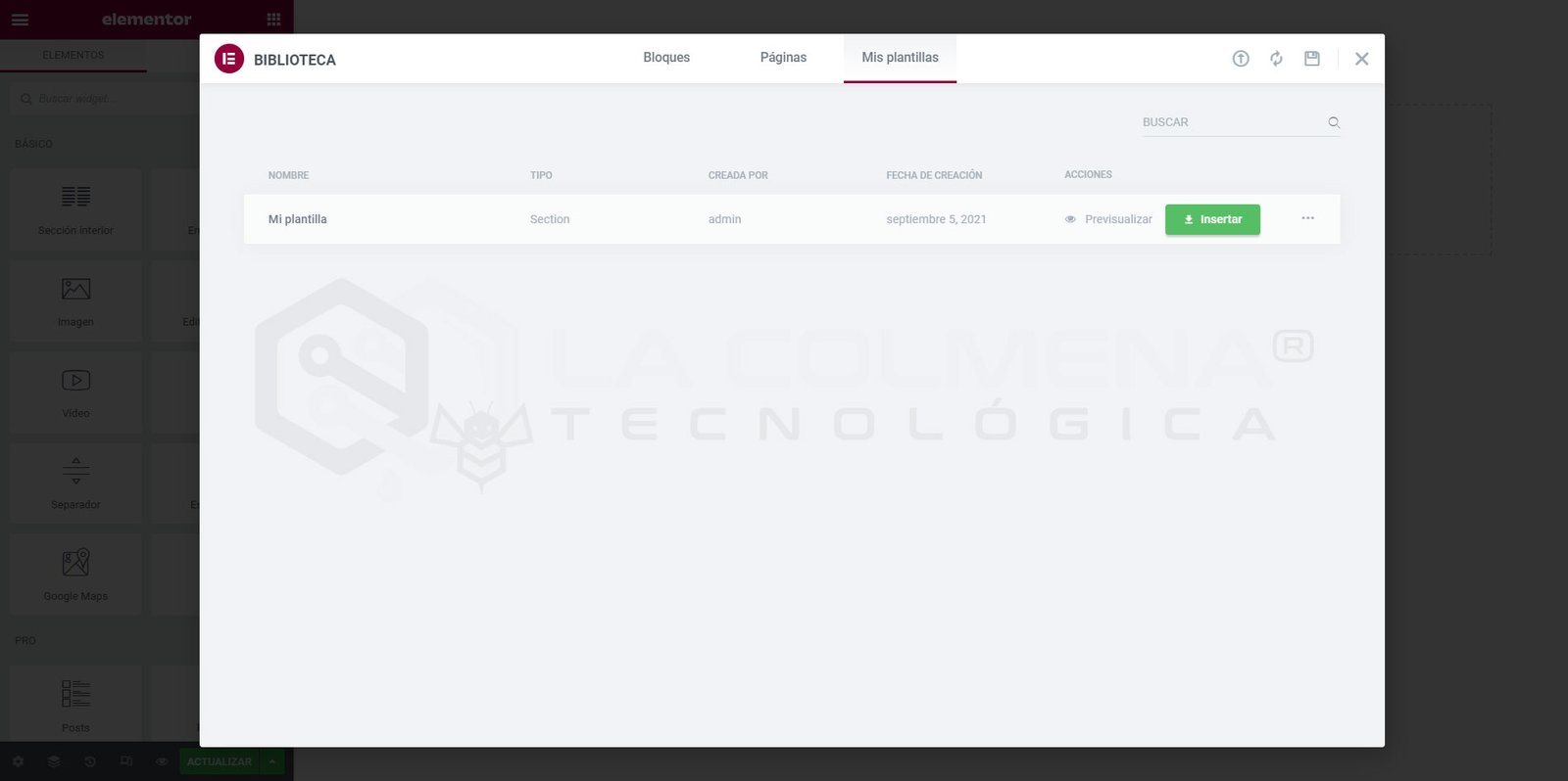Vorlagen-Bibliothek in Elementor WordPress
