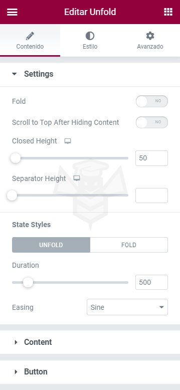 Unfold de JetTricks - Settings