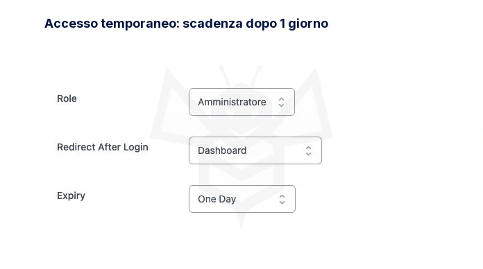 Accesso temporaneo: scadenza dopo 1 giorno