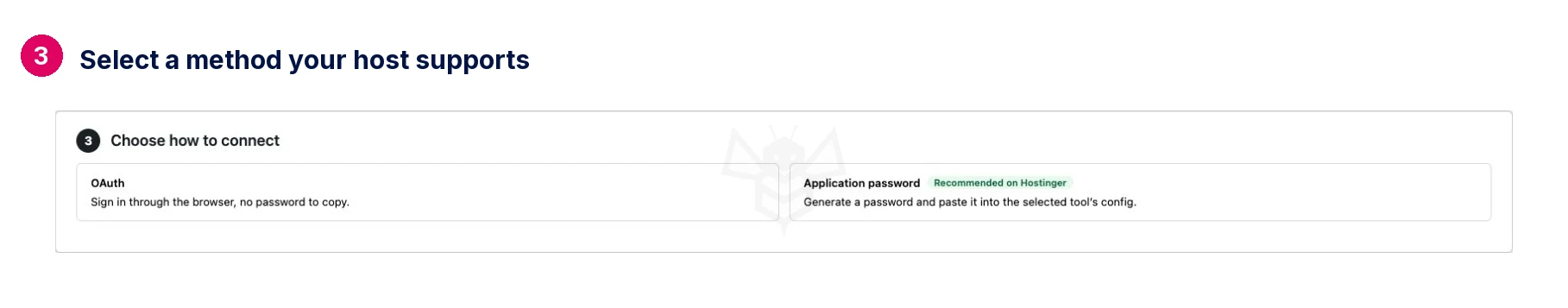 Select a method your host supports · Novamira