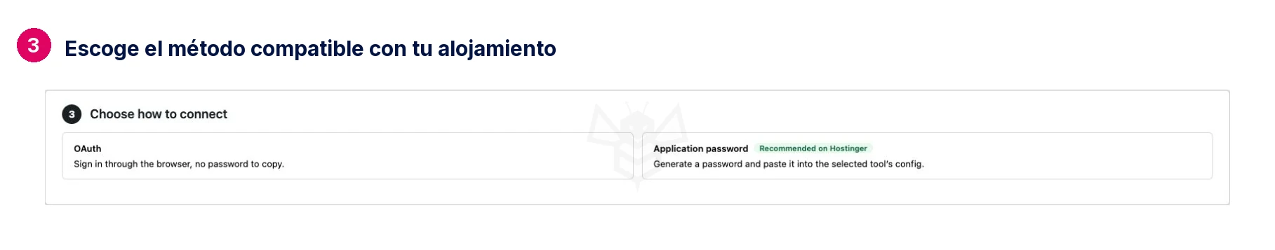 Escoge el método compatible con tu alojamiento · Novamira
